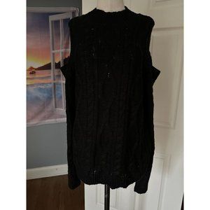 Alison Andrews black knit cold shoulder L/S sweater